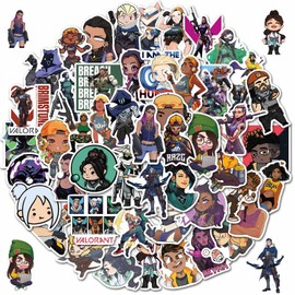 Valorant Stickers 50 PCS Vinyl Waterproof Gamer Stickers for Water Bottles Laptop Computer Phone Sticker Cute Valorant Gamer Gifts for Boys Women Girls