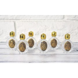 6pc Gold Embossed Divine Jesus Holy Water Glass Bottle Party Favor Gift Baptism
