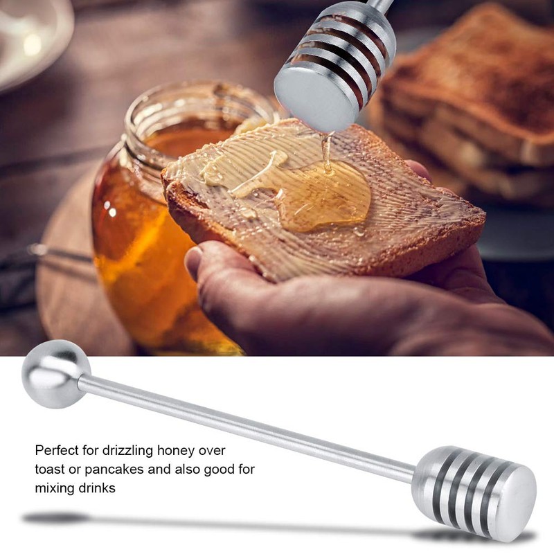 Metal Hoeny Dipper, Stainless Steel Drizzle Spoon, Solid Honey Stick,