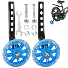 2 Pieces Stabilisers for Childs Bike,11cm Blue Bicycle Training Wheels for Kids Bike,Light-Up Bike Wheel Stabilizer,Bike Stabilisers,Adjustable Bike Training Wheels,for 12/14/16/18/20 Inch Bicycle