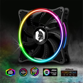 EMPIRE GAMING PC Case Fan Gamer 120 mm - High Air Flow - RGB Addressable LED PWM 3 Pins 5 Volt - Dual Loop - Quiet - Cooling 12 cm - Black
