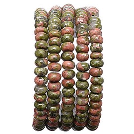 BEADIA Cuentas de piedra unakita natural Rondelle de 4 x 6 mm, sueltas semipiedras preciosas para hacer joyas, 38 cm