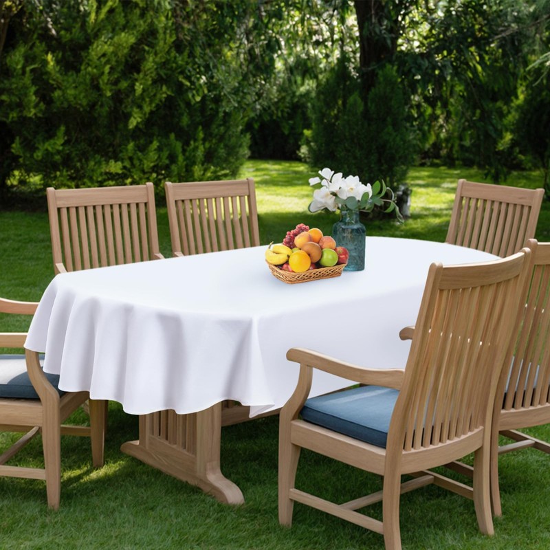 NEWISHER White Oval Tablecloth 70x90 inch, Heavy Duty Polyester Fabric