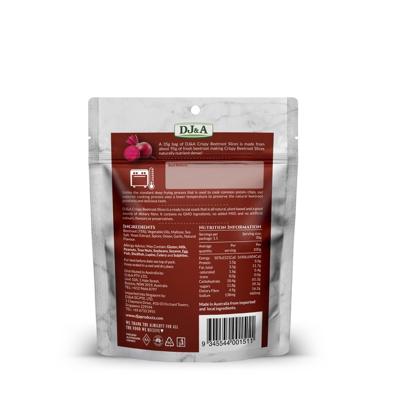 DJ&A CRISPY BEETROOT SLICES 35G - 10 Pack - Vegan