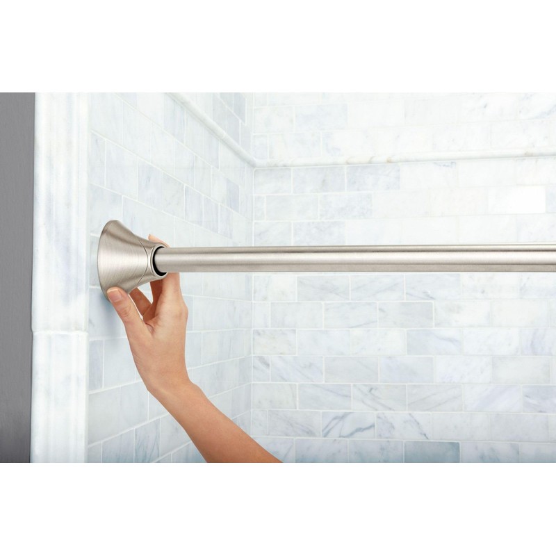 Moen Curved Adjustable Spring Tension No Drill Shower Curtain Rod