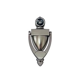 QCAA Door Knocker with 180 Degree Viewer, Die-Cast Construction 5-1/2'' Height, Satin Nickel, 1 Pack