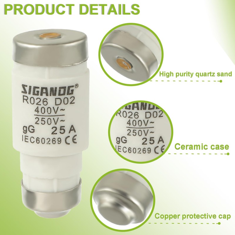 SIGANDG D02 25A Neozed Fuse Socket Set with Screw Caps