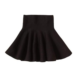 Mesinsefar Little Big Girls' High Waist Knitted Flared Pleated Skater Skirt Casual Black Tag 160cm-62(11-12Y)