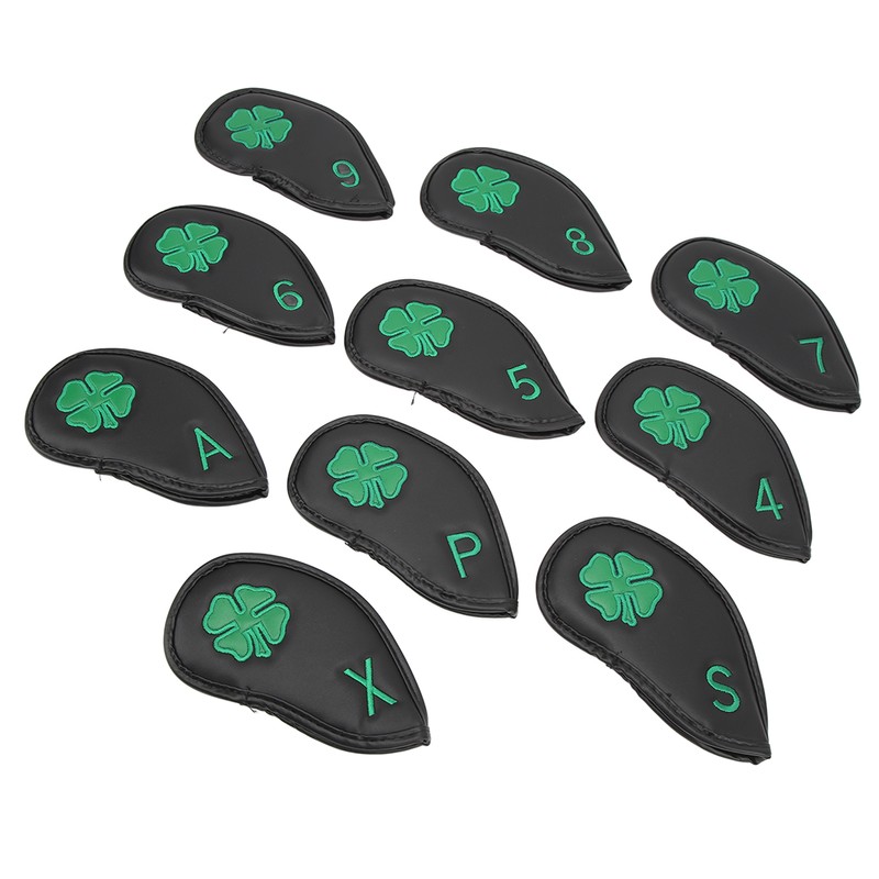 10 PCS Golf Club Head Covers Four Leaf Clover Pattern