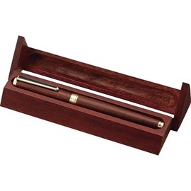 Kyocera KB-4WNBR-AZ Ballpoint Pen, Water-Based, Wood Barrel Type, Natural Wood, Case Included, Nib, Ceramic Ball, Good Ink, Easy to Write, Carbon Copy, Clear, For Gifts, Natural Wood, Brown