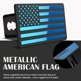 2 Inch Trailer Hitch Cover with American Flag, Heavy Metal Trailer Hitch Cover Fit for 2 Inch Hitch Receivers,3 * 5" Blue
