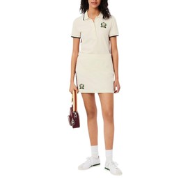 Lacoste Women's Made in France Textured Pique Skirt, Lapland Beige, 0 Short