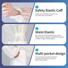 XGGYA 3Layer Bee Suit,Ultra Ventilated Breathable Cotton,Full Beekeeper Suit Equipped with Sheepskin Gloves,Comfortable with Maximum Protection,Commercial & Beginner Beekeepers's Choice(M)