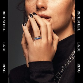 Richsteel Lesbian Rings For Anxiety Gay Pride Gifts Jewellery Womens Rainbow Figit Ring