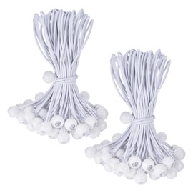 PATIKIL 12 Inch Tarp Ball Bungee Cord, 50 Pack Bungee Cords with Balls Canopy Tarp Tie Downs Cords Elastic String for Outdoor Camping Cargo Shelter Tent Poles, White