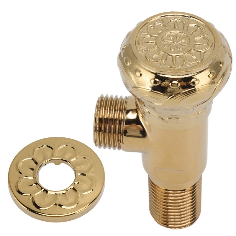 Angle Stop Valve Gold Antique Full Copper Carving Thicken Cold