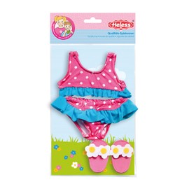Heless 787 - Schwimm-Set für Puppen, 3 teilig, flotter Bikini mit Badeschläppchen, Größe 35 - 45 cm, für Badespaß an heißen Sommertagen