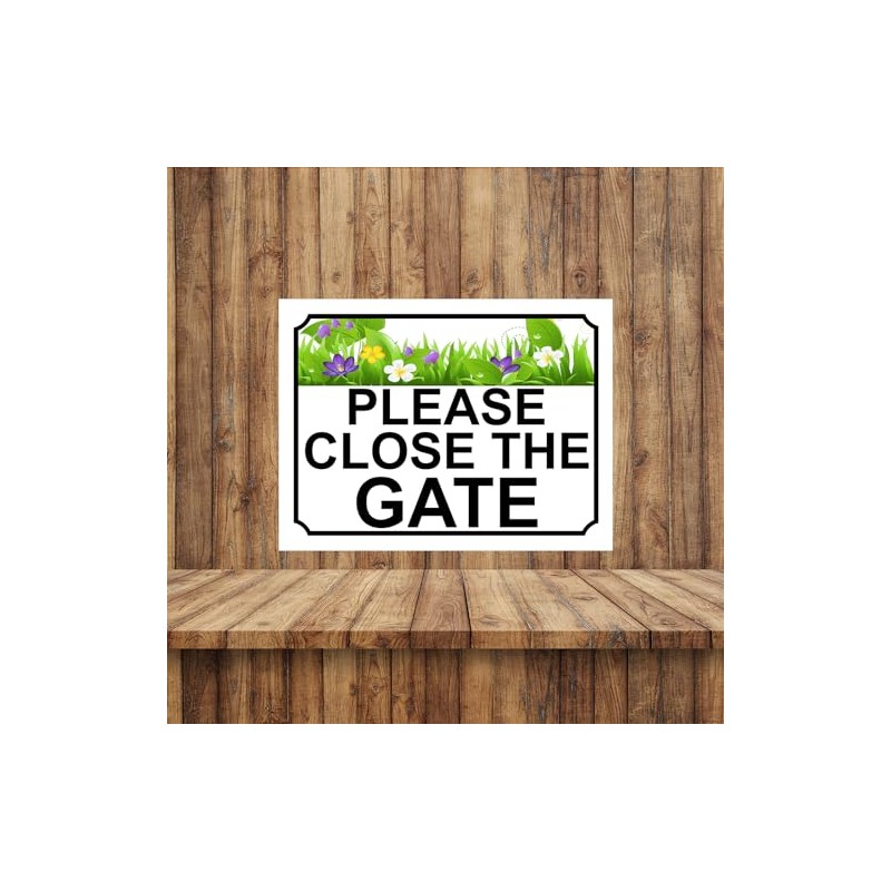 Shawprint PLEASE CLOSE THE GATE METAL SIGN FLOWER THEME 200MM