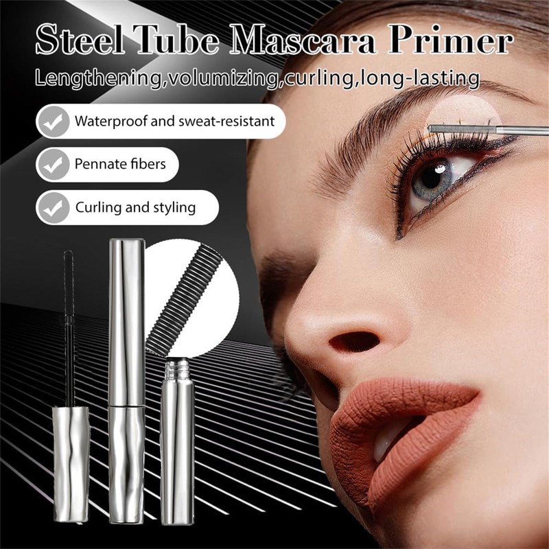 Waterproof Metal Wand Natural Washable Mascara, Steel Pipe Eyelash Primer