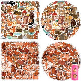 115Pcs Squirrel Stickers Cute Cartoon Animal Stickers Squirrel Waterproof Vinyl Stickers for Kids, Adults Water Bottle Laptop Guitar Phone Skateboard Luggage Décor