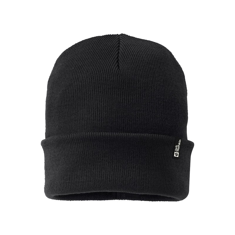 Jack Wolfskin Rib Beanie Hat, Black, Standard Size