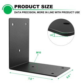 Andorm 4 Pack Heavy Duty Corner Angle Brackets for Outdoor Framing 6" x 5" 90 Degree Thickness 3mm(1/8"), L Bracket for Wood 6X6