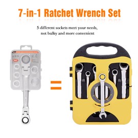 LEONTOOL 6 PCS Socket Ratchet Wrench Set 8.5 Inches Quick-Release Ratchet Set Metric Ratcheting Combination Wrench Set Double Box Universal Spline Ratcheting Wrench Set