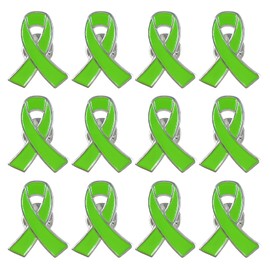 Lime Green Ribbon Pin Non Hodgkins Lymphoma Awareness Products Lyme Disease Mental Health Awareness Pins (15 Pcs, Lime Green)