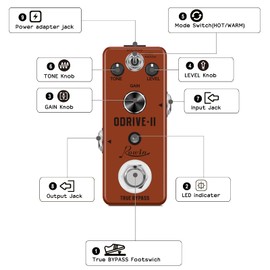 Rowin Distortion Guitar Effects Pedal Heavy Metal 3 Modes Effect Pedals for Electronic Guitar Bass Classic Holy War Metal Sound Mini Size