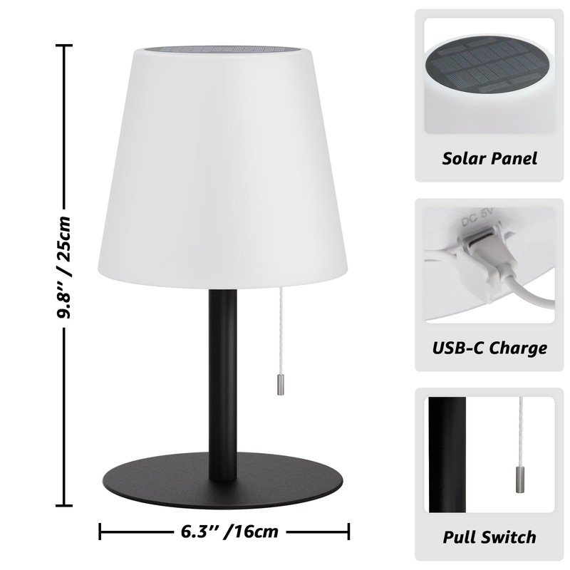 Outdoor Table Lamp Wireless Solar Pack of 2