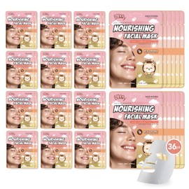 Innerest Luna Bunny 36PK Facial Sheet Mask, Brightening, Nourishing & Hydrating Korean Skincare for Self Care, Home Spa with Aloe, Coconut, Vitamin & Hyaluronic (Coconut)