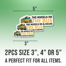 (2pcs) Bus Driver Sticker Bus Driver Decal The Wheels on The Bus Go Round & Round Funny Vinyl Stickers Weather-Resistant Stickers for Water Bottles Laptop Window Car 2pcs Size 4"