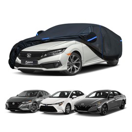 Kayme Car Cover Custom Fit for Honda Civic Sedan Coupe, Nissan Sentra, Toyota Corolla Sedan, Hyundai Elantra, Windproof Upgraded & 100% Waterproof. All-Weather Full Exterior Cover Rain Sun Protector.