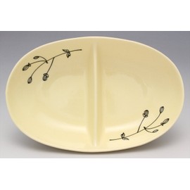 Potamoto Sozen Medium Plate, White, 7.1 inches (18 cm), Seto Ware, Divider Plate, Chic (Hime Waremokou) Pattern