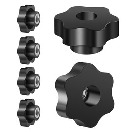 BOUMVID Star Grip Nut M12 Pack of 6, Wing Nut Outer Diameter 50 mm, Knurled Screw Internal Thread Galvanised Iron, Star Handle for Machines and Systems, Fitness Equipment, Machine Tools