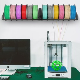 ikkle 3D Printer Filament Storage Rack - Wall Mounted Heavy Duty Filament Spool Holder, 2 Tier Metal Shelf Organizer for PLA, ABS, TPU, Nylon - Ideal for 3D Printing Workstation, Home Office, Workshop