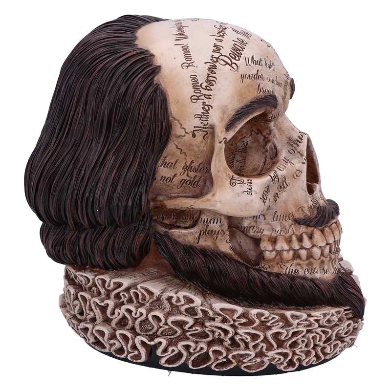 Nemesis Now Shakespeare's Legacy 16cm, Resin, Shakespeare Skull Figurine, Inspired