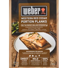 Weber Red Cedar Wood | Portion Size | 4 x Hardwood Timber Planks for BBQs | Barbeque Wooden Boards for Smoking Fish, Poultry & Meat | 100% Natural Wood for Gas, Electric & Charcoal Grills (17832)