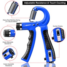 KDG Hand Grip Strengthener 2 Pack Adjustable Resistance(5-60KG) Forearm Exerciser, Grip Strength Trainer for Muscle Building and Injury Recovery for Athletes (Blue)