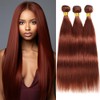 Reddish Straight Bundles Human Hair Color 33 Copper Red Brown
