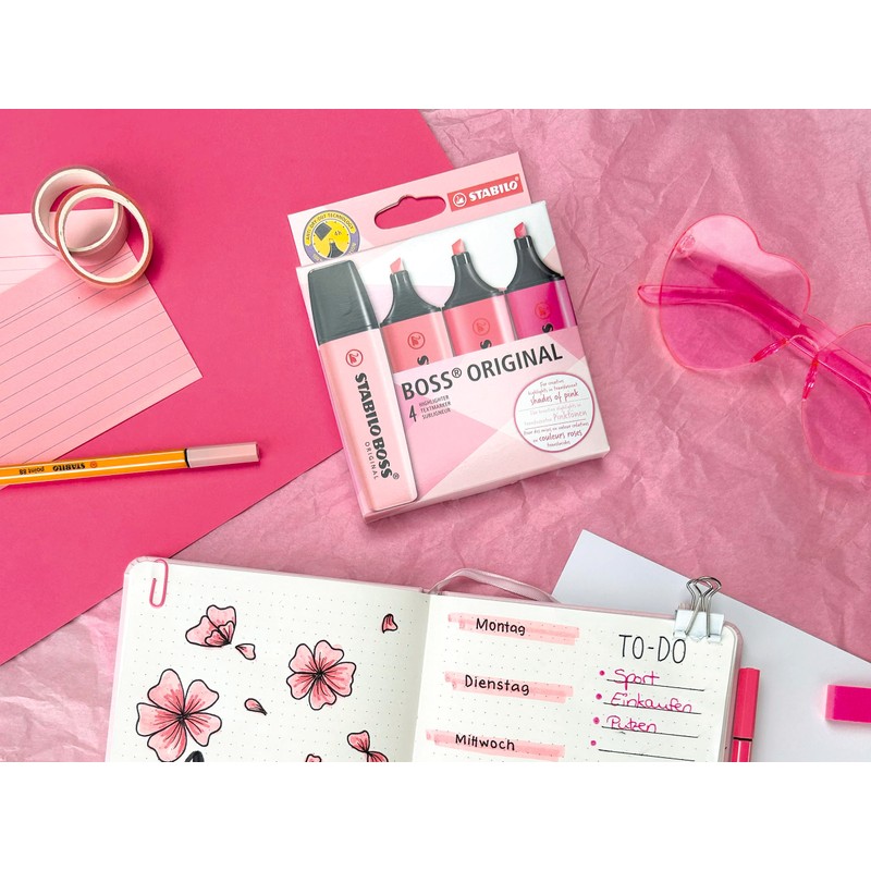 STABILO Boss Original Highlighters Shades of Pink Pack of 4