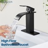 Airuida Matte Black Waterfall Bathroom Faucet, Single Handle Single Hole