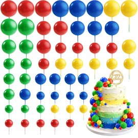 CHRORINE 55 palline decorative per torte, mini palloncini e cupcake, in schiuma, per decorare torte, feste di compleanno, matrimoni, anniversari, baby shower (rosso, giallo, blu, verde)