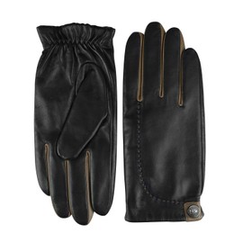 GSG Mens leather gloves winter Driving Gloves Sheepskin Touchscreen motorcycle gloves for cold weather Warm Italian Luxury Black Khaki Small Wool Liner