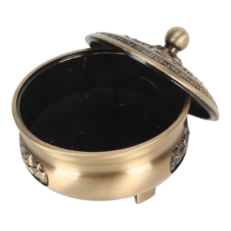 Coil Incense Burner with Lid Antique Beautifully Carved Electroplating Zinc
