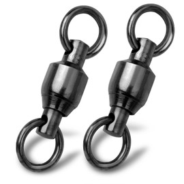 9KM DWLIFE 20pcs Ball Bearing Fishing Swivels, 9 Sizes Black Barrel Swivel Connector, Stainless Steel Fishing Terminal Tackle for Saltwater Freshwater Sea Fishing