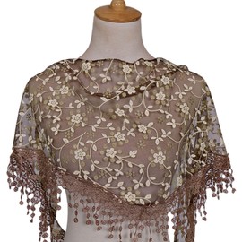 MAIRY Mantilla Catholic Women's Lace Scarf Veil Headscarf Stole Black White for Church Mass Latin Chapel Bride Mourning, De138006