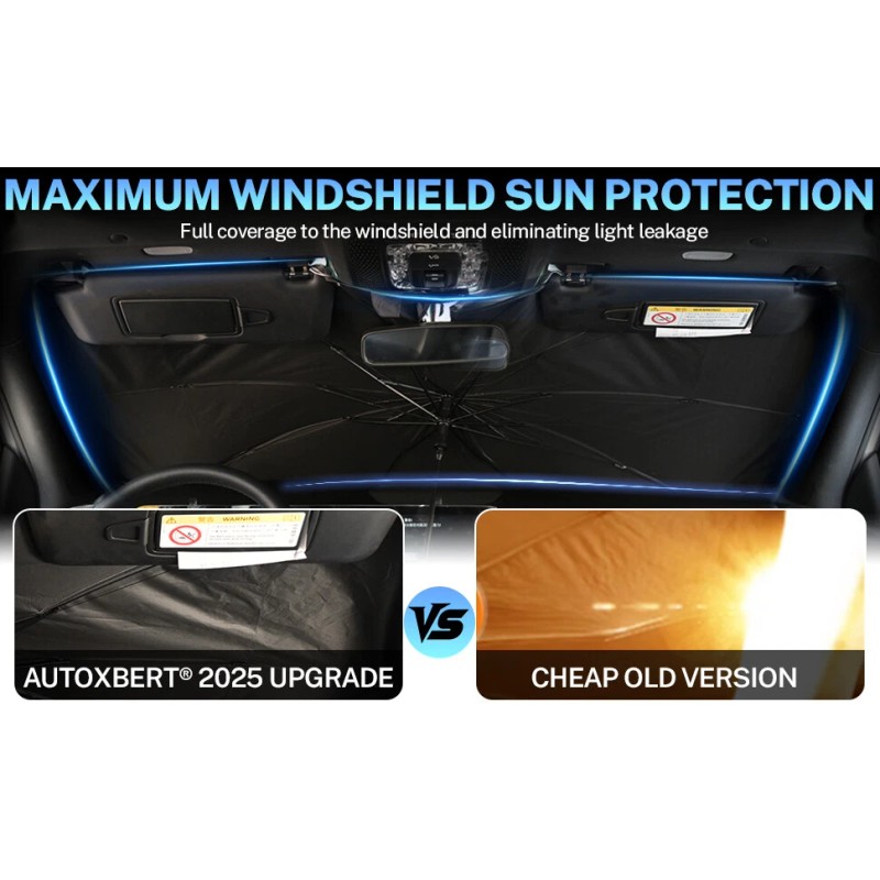 AUTOXBERT 3xWindshield Sun Shade Foldable Car Umbrella Front Side Window