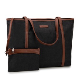 VX VONXURY Laptop Tote Bag for Women,Large Teacher Bag Work Bag fit 15.6 Inch Computer (Black Brown - 15 Inch)