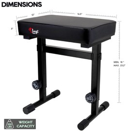 Tlingt Keyboard Bench, High-Density Piano Bench with Extra-Thick Padded Seat, Adjustable 7-Level Locking Height (18"-23"), Musician Grade Keyboard Stool for Long Session Comfort/Black
